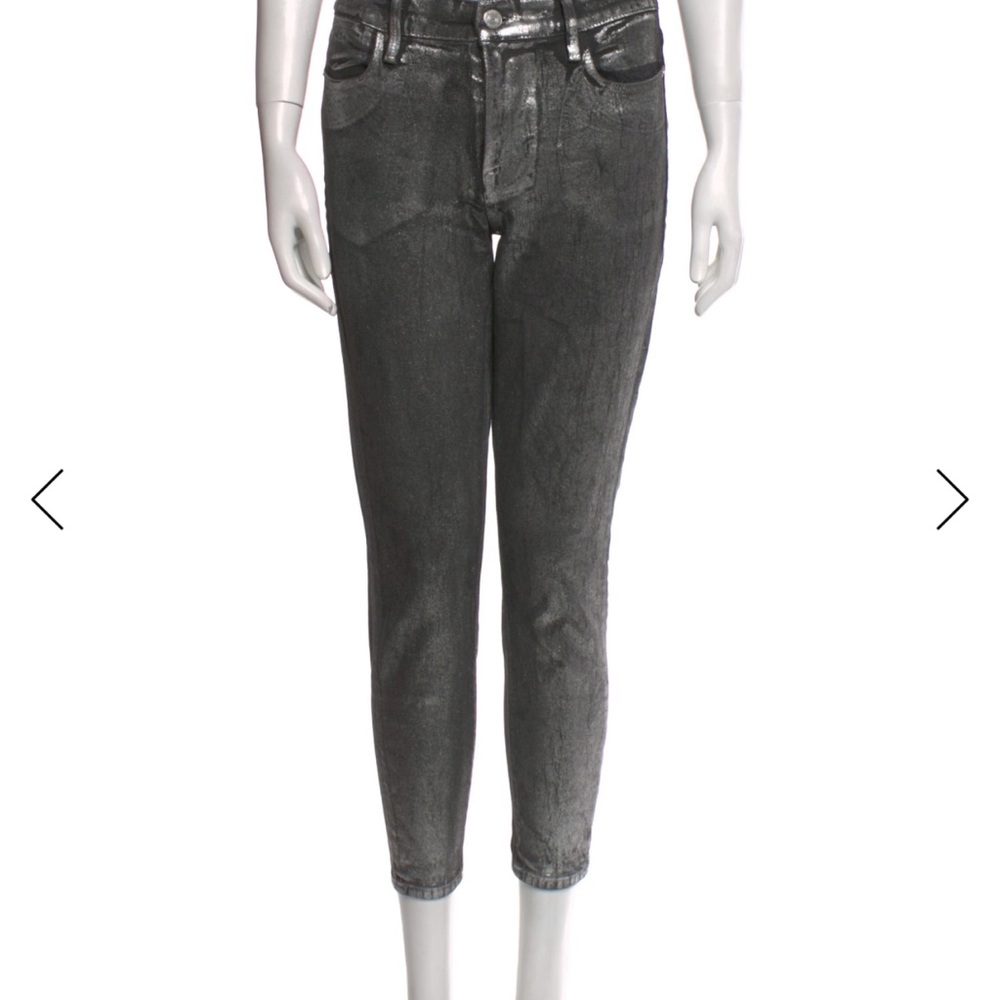 Frame Denim Metallic Black Skinny Jeans